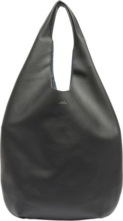 A.P.C. Black Le Neige Grained Leather Tote Bag