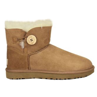 UGG Mini Bailey Button II Suede Womens Ankle Boots - Chestnut - Size:UK 5