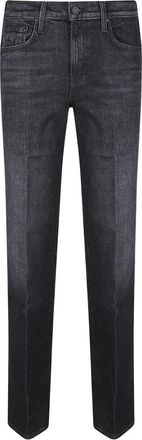 Mother Mid Rise Rambler Zip Sneak Jeans - Dames - Jeans - Zwart - Maat: W28 Katoen