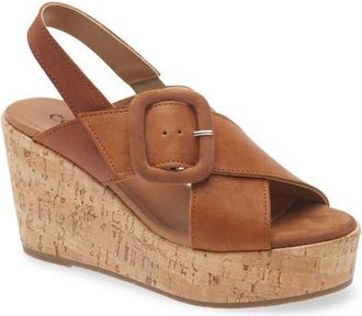 Cordani Dustin Slingback Platform Wedge Sandal in Cuoio Leather at Nordstrom, Size 5.5Us