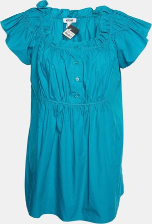Moschino Green Cotton Ruffle Detail Top