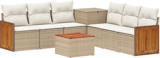 vidaXL Juego De Sof&aacute; 8 Uds. Beige Y Blanco Crema Vidaxl