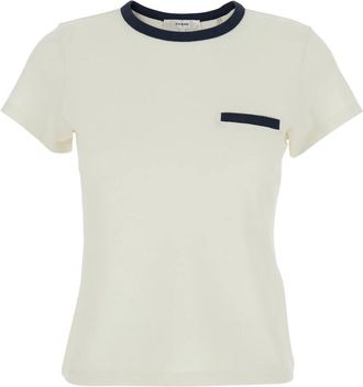 Frame Denim Pique Baby Tee - Dames - T-shirts - Wit - L - Katoen - Tops