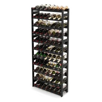 Relaxdays Relaxdays Botellero Para 77 Botellas, Nogal, 166 X 72,5 X 25 Cm, Para Vino Tinto Y Blanco, Negro