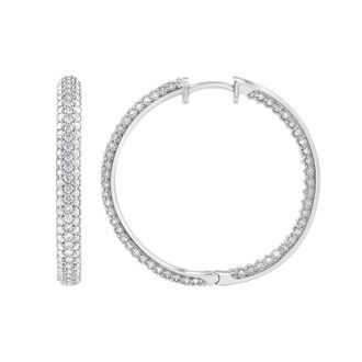 Grown Brilliance 14KT White Gold 3.00 Carat Lab Grown Diamond Hoop Earrings for Women