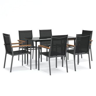 Berkfield Home 7 Piece Garden Dining Set Black Textilene & Steel