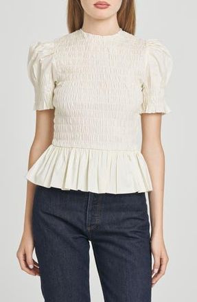 Wayf Matilda Smocked Peplum Top in Cream at Nordstrom Rack, Size Large