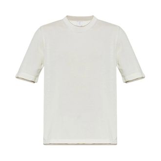 Eleventy Round-neck Knitwear, male, White, Size: 2XL Crew Neck T-shirt