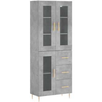 vidaXL Vidaxl - Aparador alto madera contrachapada gris hormigón 69,5x34x180 cm