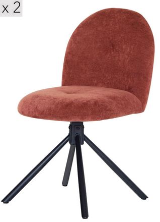Nordlys Set of 2 Rotating Metal Dining Room Chairs in Red