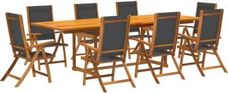 vidaXL Juego Comedor De Jard&iacute;n 9 Pzas Madera Maciza Acacia Y Textileno Vidaxl