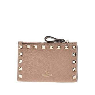 Valentino Garavani Leather Rockstud bi-fold carholder Woman One Size