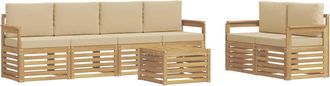 vidaXL Conjunto De Sof&aacute;s De Exterior 7 Uds. Y Beige Poli&eacute;ster Vidaxl