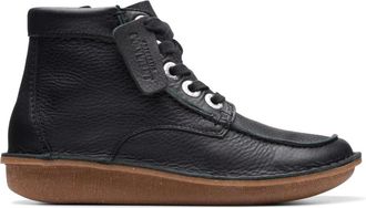 Clarks Funny Cedar Enkellaars - Dames - Veterlaarzen - Zwart - 36 EU - Leer - Schoenen