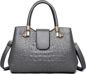 Generic Fashion Crocodile Purses and Handbags for Women Top Handle Satchel Crossbody Bag Large Ladies Tote Shoulder Bags (Gray)