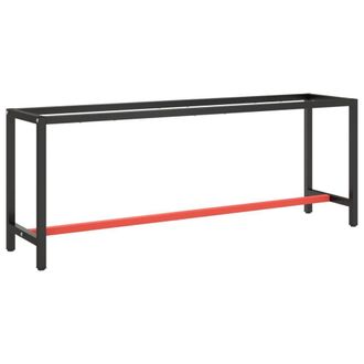 Berkfield Home Work Bench Frame Matte Black & Matte Red 210x50x79 cm Metal | Size: 210 x 50 x 79 cm