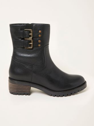 Fat Face FatFace Libby Black Leather Biker Ankle Boots