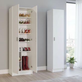 Dmora Armadio Multiuso Grande Molteno, Modulabile, 6 Ripiani, 3 Ante, 96x180h Cm Bianco
