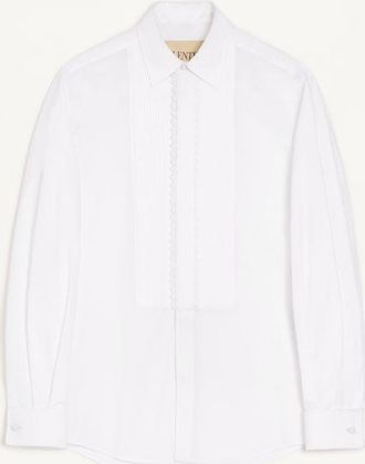Valentino Valentino cotton poplin shirt with pleated plastron and lace details