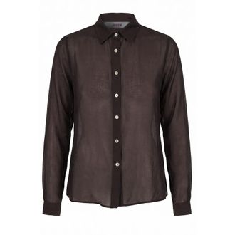 Jucca Shirts, female, Brown, Size: S Camicia Coreana Semi Trasparente