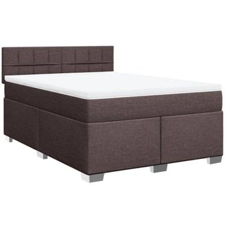 vidaXL Vidaxl - Cama Box Spring Con Colch&oacute;n Tela Marr&oacute;n Oscuro 140x200 Cm