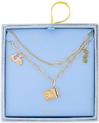 Leith Layered Charm Pendant Necklace in Green Multi- Gold at Nordstrom Rack
