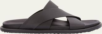 Stuart Weitzman Mens Berkley Leather Criss-Cross Slide Sandals
