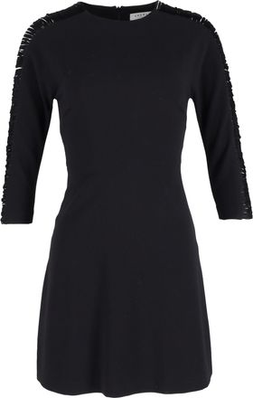 Sandro Sandro Fringed Sleeve Mini Dress in Black Polyester