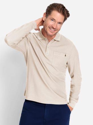 Catamaran Poloshirt CATAMARAN Langarm-Poloshirt, Herren, Gr. 44/46, beige (elfenbein), 60% Baumwolle, 40% Polyester, unifarben, Shirts Poloshirt
