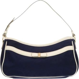 Ferragamo Pre-owned Shoulder Bags, female, Blue, Size: ONE SIZE Pre-owned Nylon Shoulder Bag