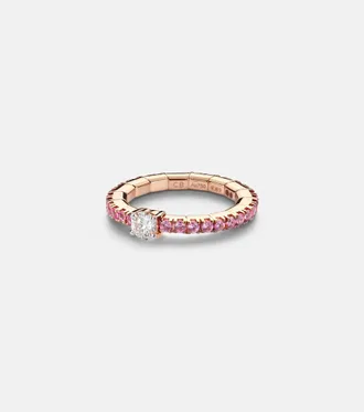 Bucherer Stretchy 18kt rose gold ring with diamond and sapphires