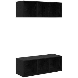 vidaXL Vidaxl - Gabinetes para tv Montados en la Pared 2 pcs Roble negro
