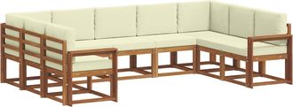 vidaXL Conjunto De Sof&aacute;s De Exterior 9 Uds. Natural Y Crema Vidaxl
