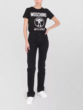 Moschino double question necklace design crew neck t-shirt