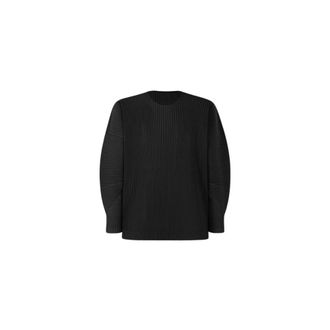Issey Miyake Truien & Vesten, Heren, Zwart, M, Ronde hals gebreid