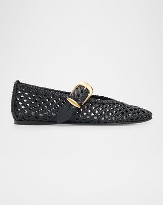 Zimmermann Alchemy Woven Leather Ballerina Flats