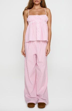 Princess Polly Cassini Tank & Pants Set in Pink Stripe at Nordstrom, Size 2