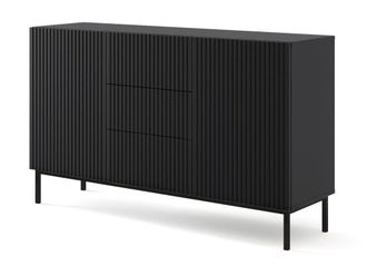 AKL FURNITURE C&oacute;moda efecto madera Negro LED