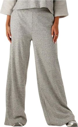 Summum Broeken, Dames, Grijs, XL, Wide Leg Visgraat Broek