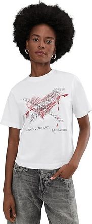 AllSaints Heartache Lisa T-Shirts Womens Clothing White : SM, Cotton