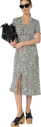 Gerard Darel Rosi V-Neck Puff Sleeve Floral Dress in Black at Nordstrom, Size 14