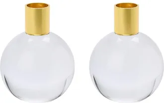 Two's Company Set Of 2 Color Pop Clear Taper Candleholders