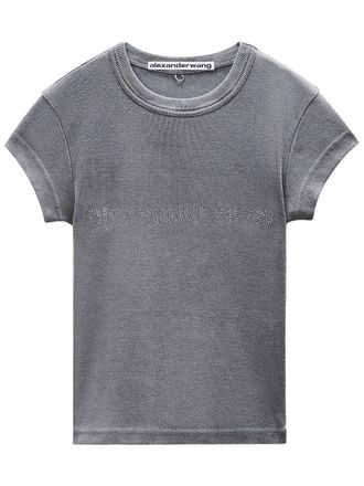 Alexander Wang Crystal Hotfix Logo Cotton Baby T-Shirt Clothing