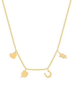 Estella Bartlett Love & Luck Charm Layer Necklace in Gold at Nordstrom