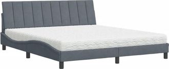 vidaXL Vidaxl - Cama Con Colch&oacute;n Terciopelo Gris Oscuro 180x200 Cm