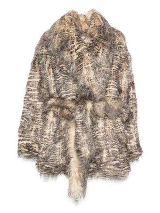 Entire studios Juno tiger-print faux-fur coat - unisex - Modacrylic/Acrylic/Recycled Polyester - S - Neutrals