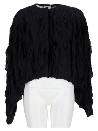 Alysi Blue Cropped Textured Viscose Jacket