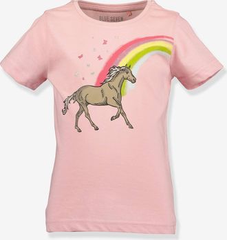 Blue Seven T-Shirt Pferde M&auml;dchen BLUE SEVEN rosa bedruckt