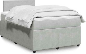 vidaXL Vidaxl - Cama Box Spring Con Colch&oacute;n Terciopelo Gris Claro 120x190 Cm
