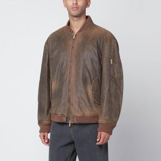 Golden Goose Vintage-effect brown bomber